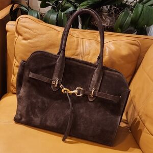 Elegant Brown Suede Handbag
